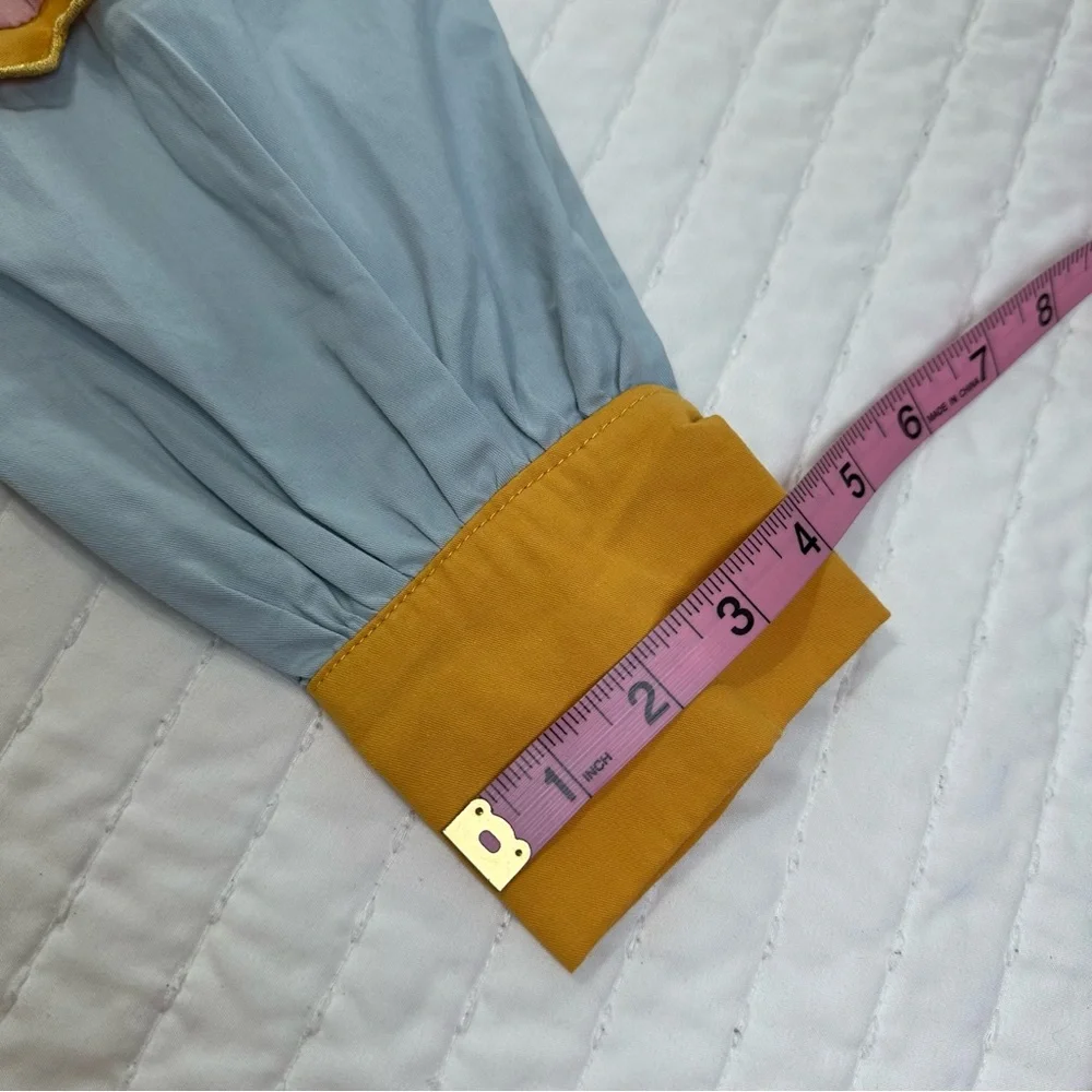 TCEC  Pastel Long Sleeves Ruffle Colorful Mini Dress with Yellow Accents - Picture 8 of 16